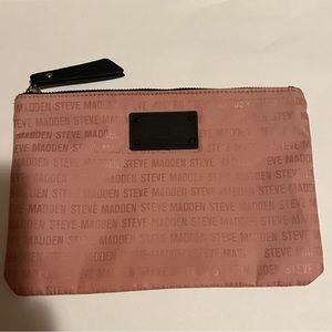 Steve Madden pink logo makeup bag